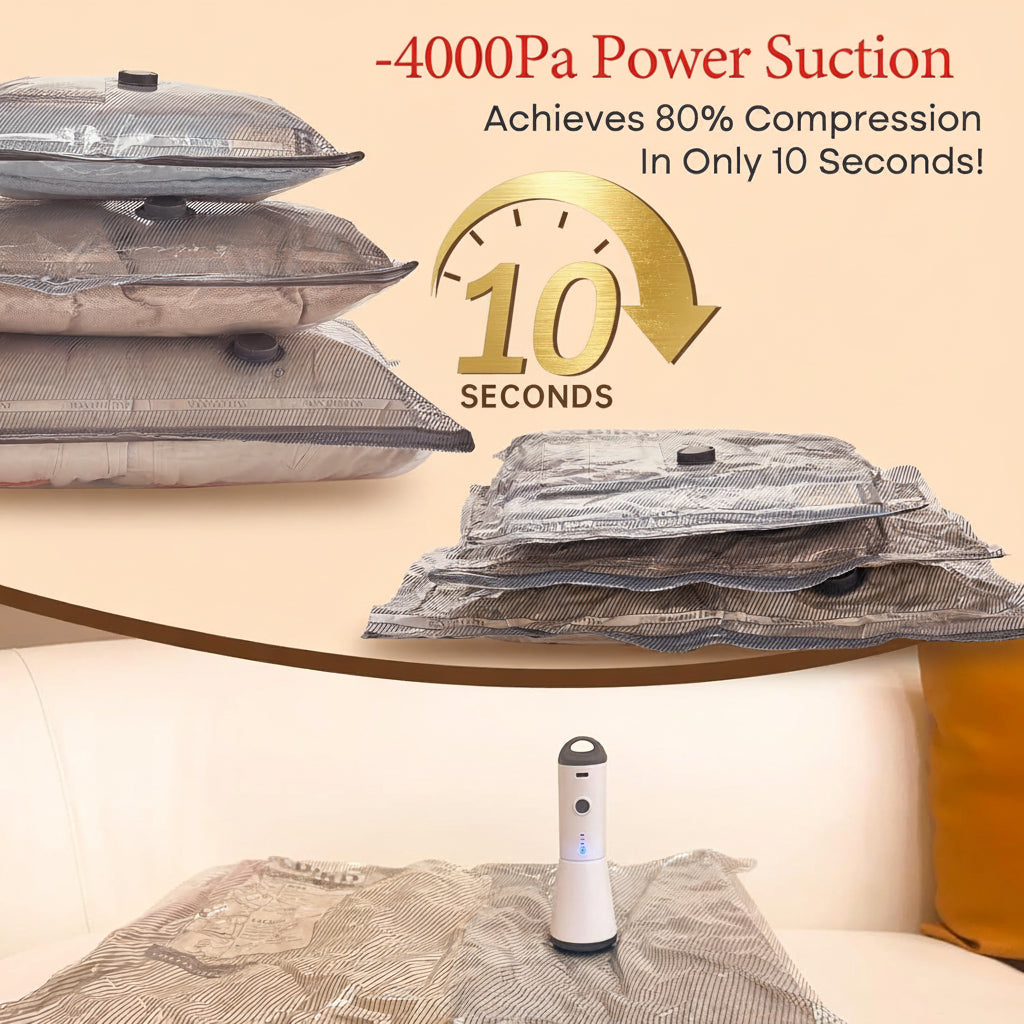 Cordless Vacuum Storage Bags with Pump – Travel Packing Set