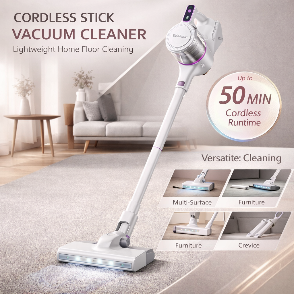 Cordless Lightweight Stick Vacuum Cleaner for Easy Home Floor Cleaning