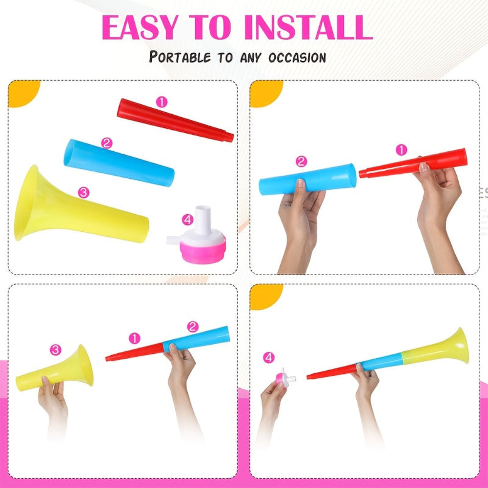 Foldable Vuvuzela Horn Set for Stadium Cheering - Portable Loud Party Noise Makers