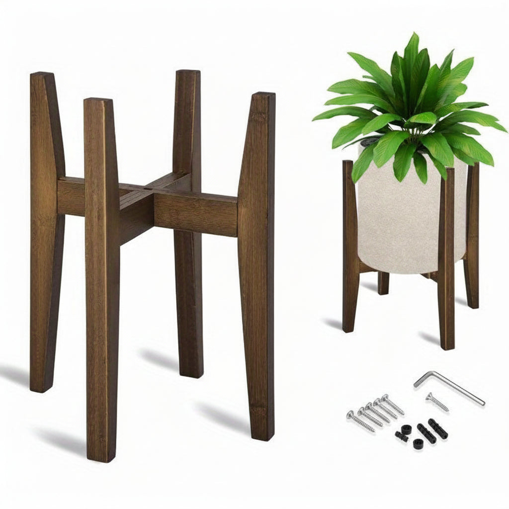 Elegant Marble-Top Adjustable Indoor Plant Stand with Flower Holder