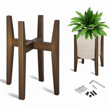 Elegant Marble-Top Adjustable Indoor Plant Stand with Flower Holder