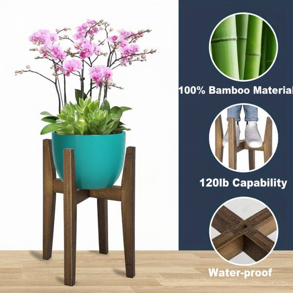 Elegant Marble-Top Adjustable Indoor Plant Stand with Flower Holder