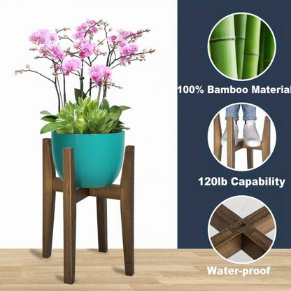 Elegant Marble-Top Adjustable Indoor Plant Stand with Flower Holder
