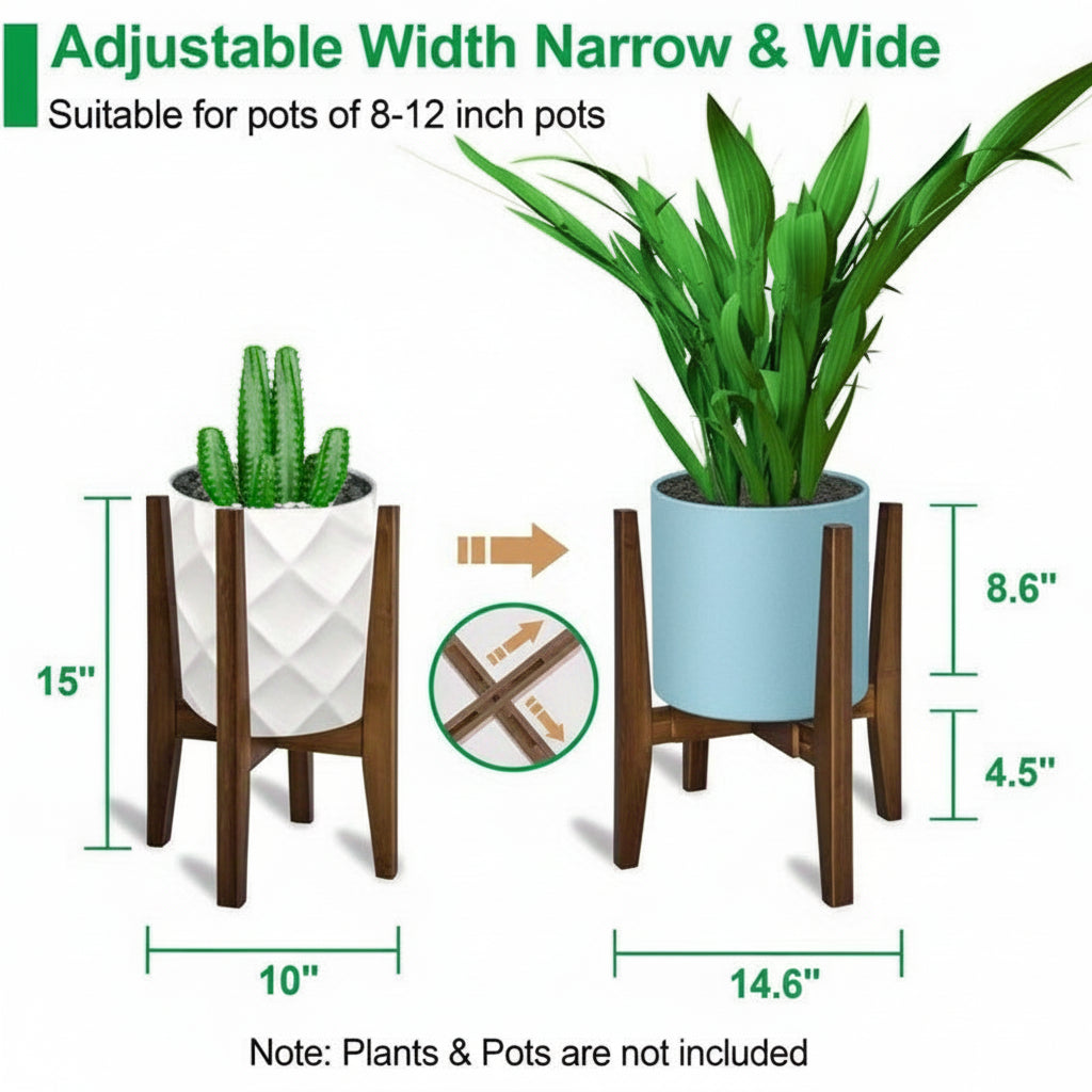 Elegant Marble-Top Adjustable Indoor Plant Stand with Flower Holder