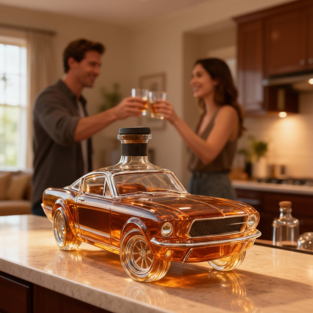 Car-Shaped Whiskey Decanter - Glass Bar Display Bottle