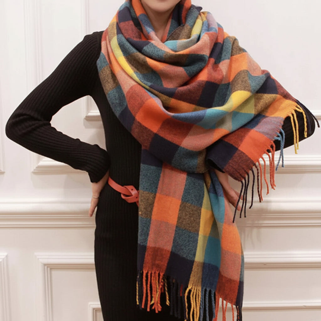Cozy Plaid Winter Scarf - Soft, Warm Wrap for Cold Weather