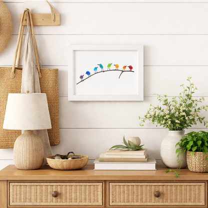 Coastal Wall Art: Sea Glass, Bird & Driftwood Picture Frame Display
