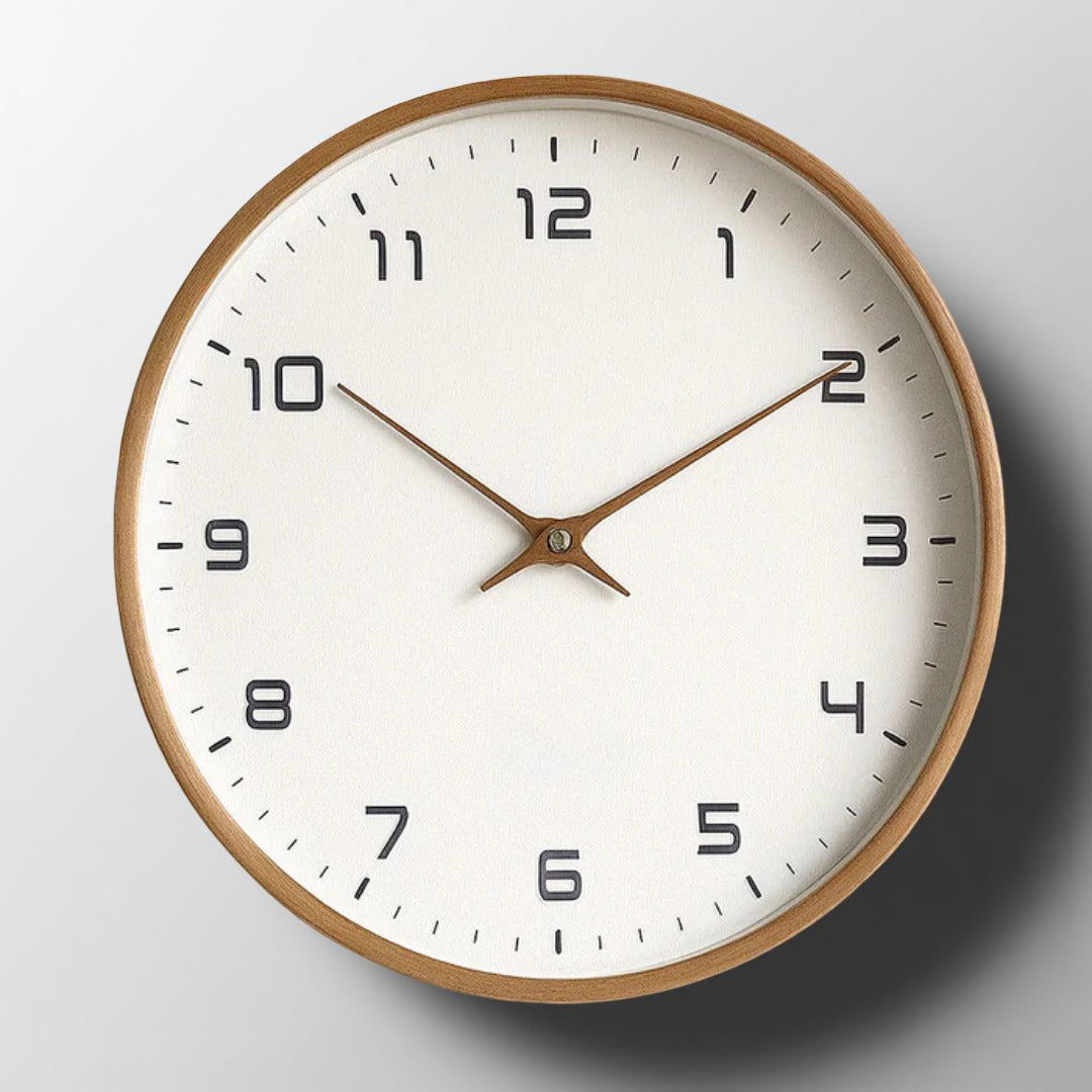 Elegant Minimalist Wooden Wall Clock with Silent Quartz Movement for Quiet Home Decor