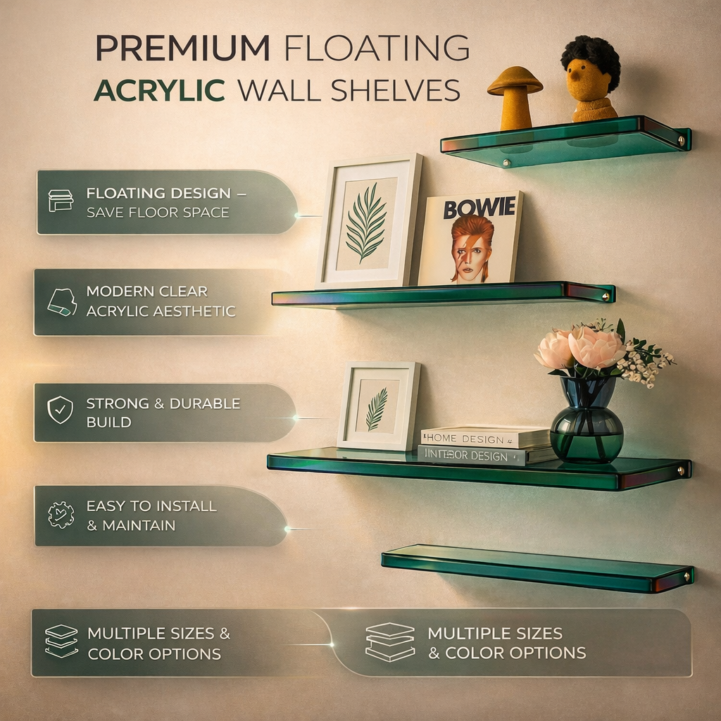 Floating Acrylic Wall Shelf - Minimalist Display & Storage