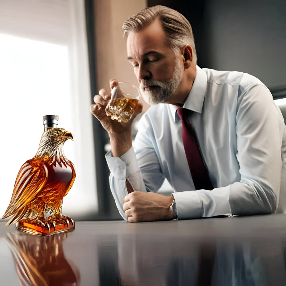 Eagle Whiskey Decanter – Elegant Glass Bottle for Decorative Bar Display