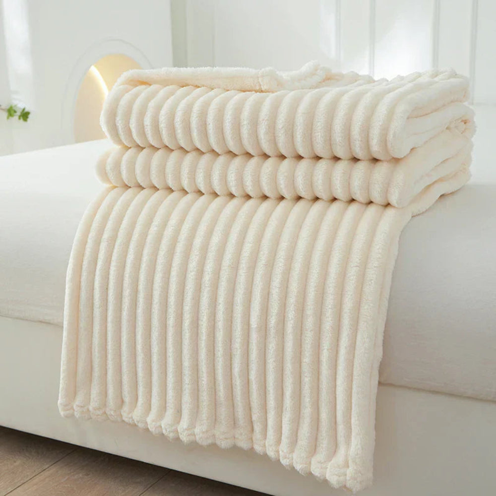 Cozy Striped Ribbed Throw Blanket for Bed and Sofa