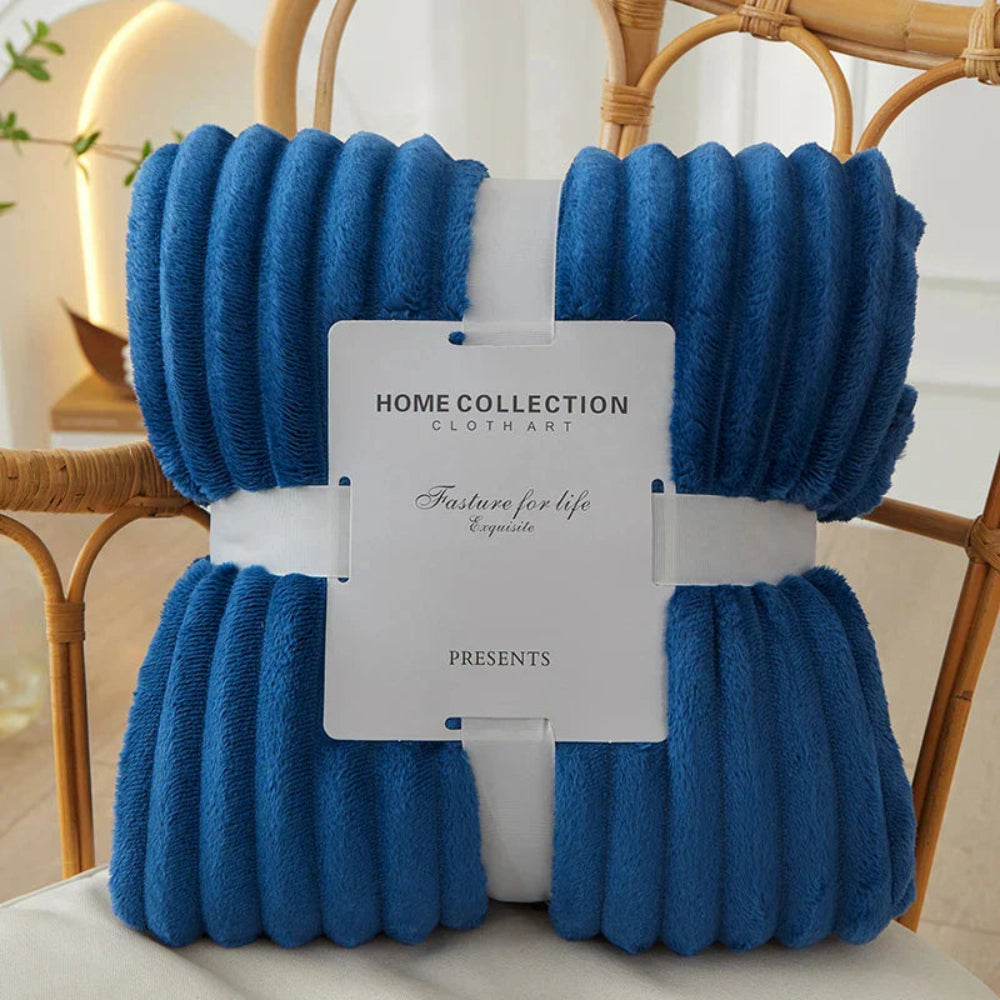 Cozy Striped Ribbed Throw Blanket for Bed and Sofa