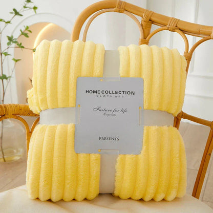 Cozy Striped Ribbed Throw Blanket for Bed and Sofa
