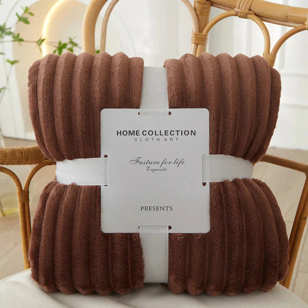 Cozy Striped Ribbed Throw Blanket for Bed and Sofa