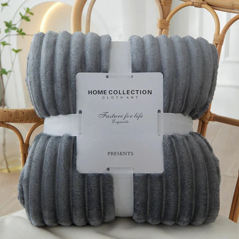 Cozy Striped Ribbed Throw Blanket for Bed and Sofa