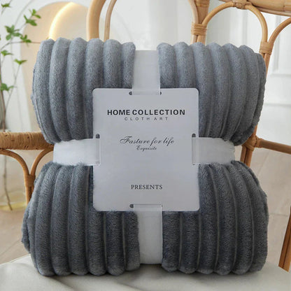 Cozy Striped Ribbed Throw Blanket for Bed and Sofa