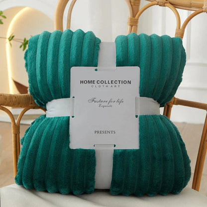 Cozy Striped Ribbed Throw Blanket for Bed and Sofa