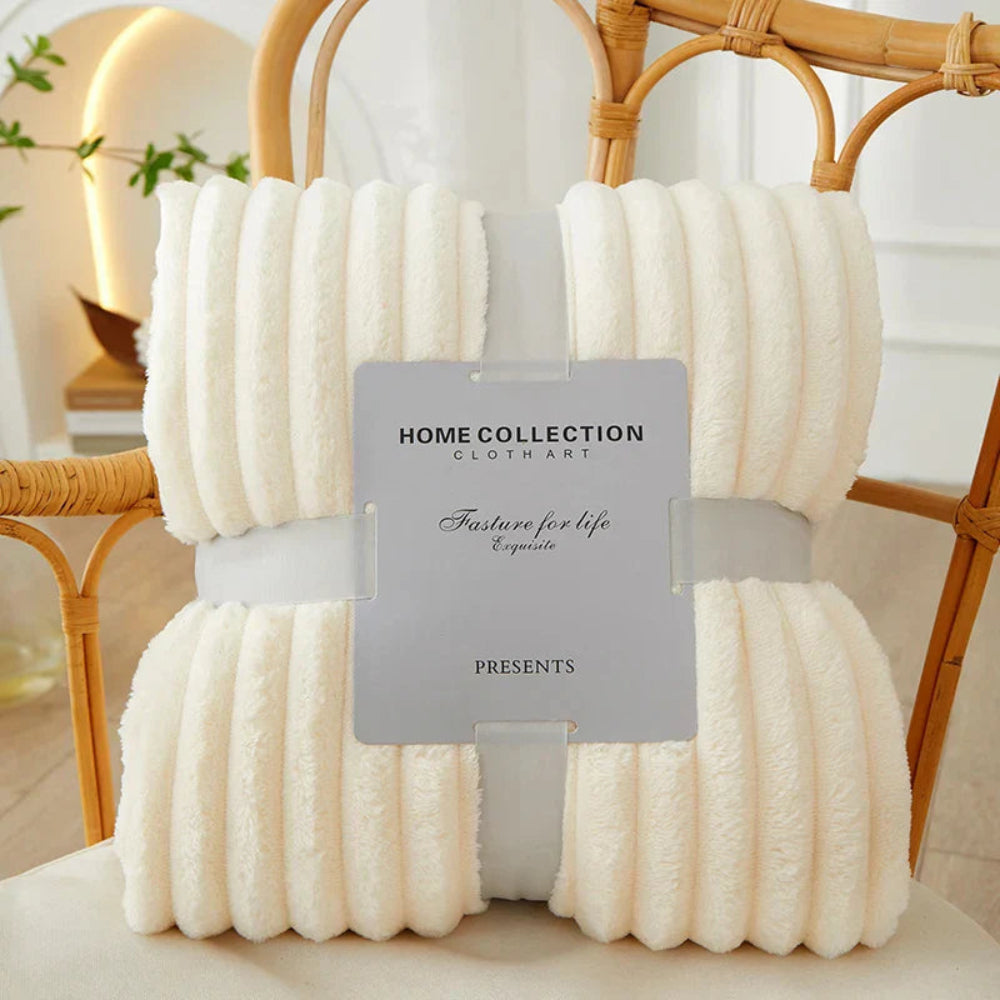 Cozy Striped Ribbed Throw Blanket for Bed and Sofa