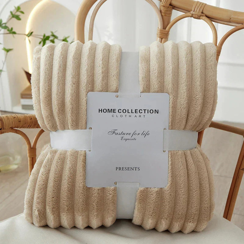 Cozy Striped Ribbed Throw Blanket for Bed and Sofa