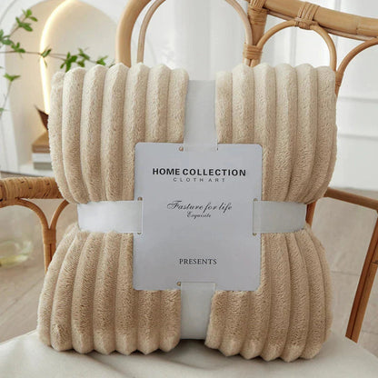 Cozy Striped Ribbed Throw Blanket for Bed and Sofa