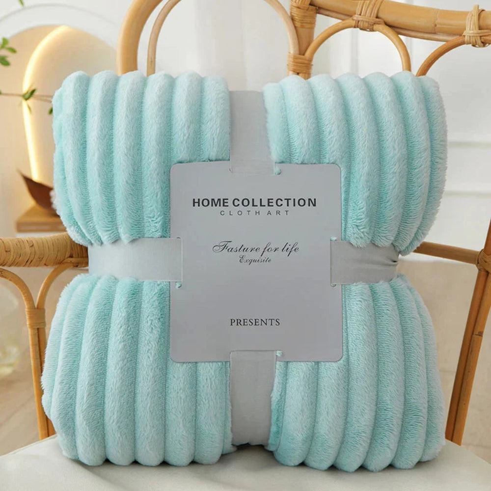 Cozy Striped Ribbed Throw Blanket for Bed and Sofa