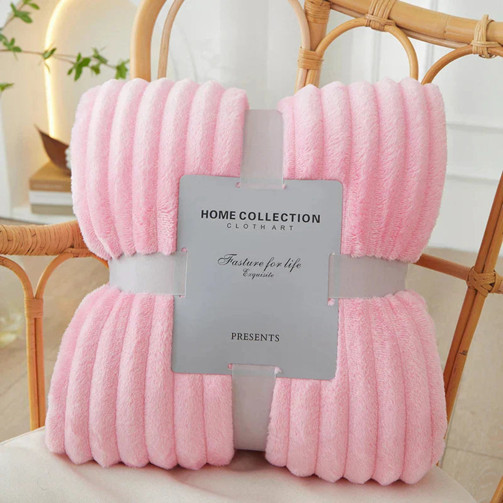 Cozy Striped Ribbed Throw Blanket for Bed and Sofa