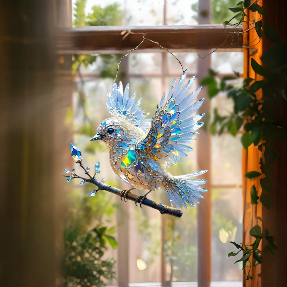 Bluebird Stained Glass Window Suncatcher - Acrylic Hanging Decor
