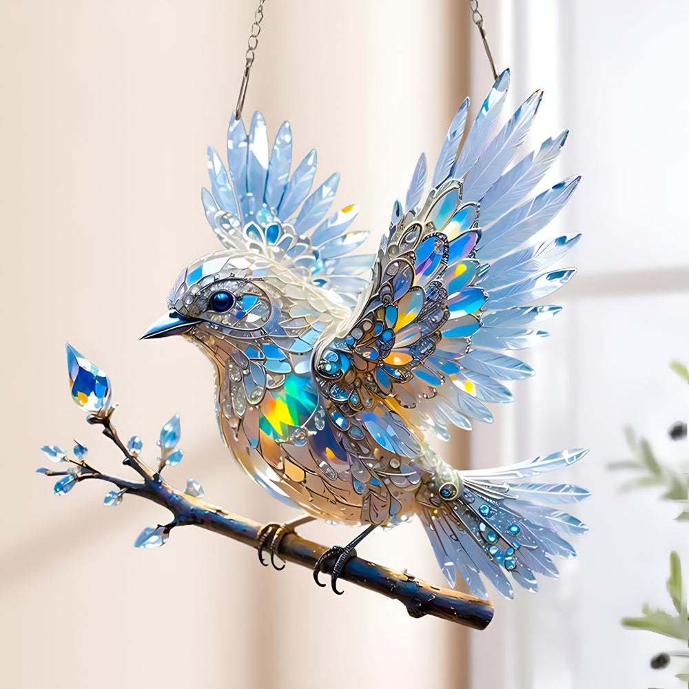 Bluebird Stained Glass Window Suncatcher - Acrylic Hanging Decor