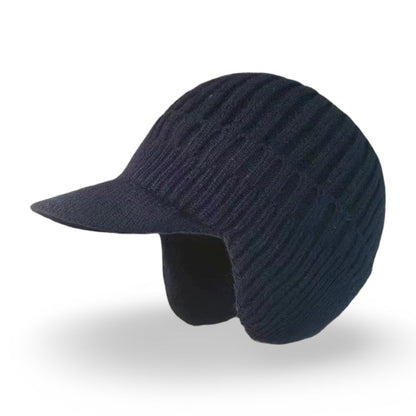 Cozy Winter Knit Beanie with Visor and Ear Flaps - Cold Weather Essential