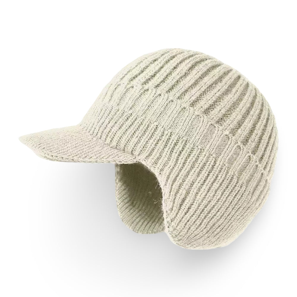 Cozy Winter Knit Beanie with Visor and Ear Flaps - Cold Weather Essential