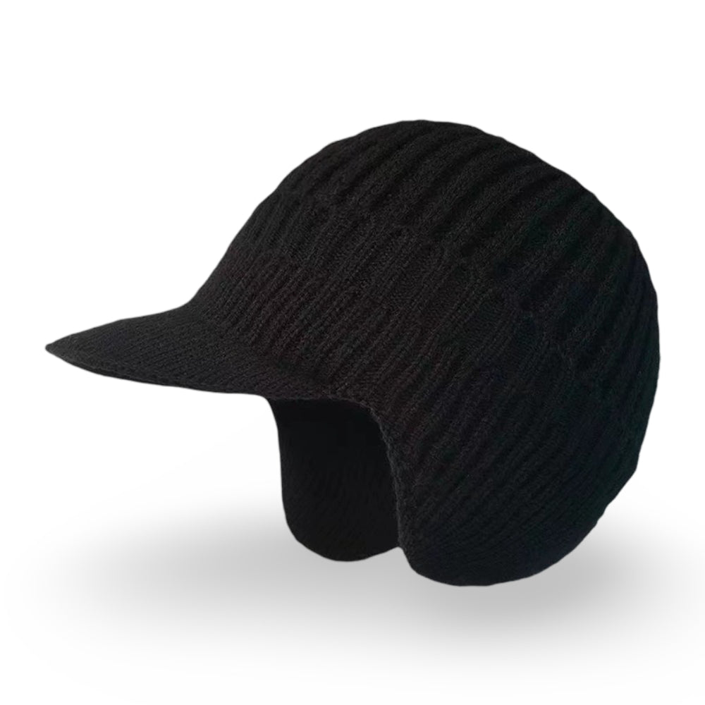 Cozy Winter Knit Beanie with Visor and Ear Flaps - Cold Weather Essential