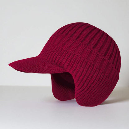 Cozy Winter Knit Beanie with Visor and Ear Flaps - Cold Weather Essential