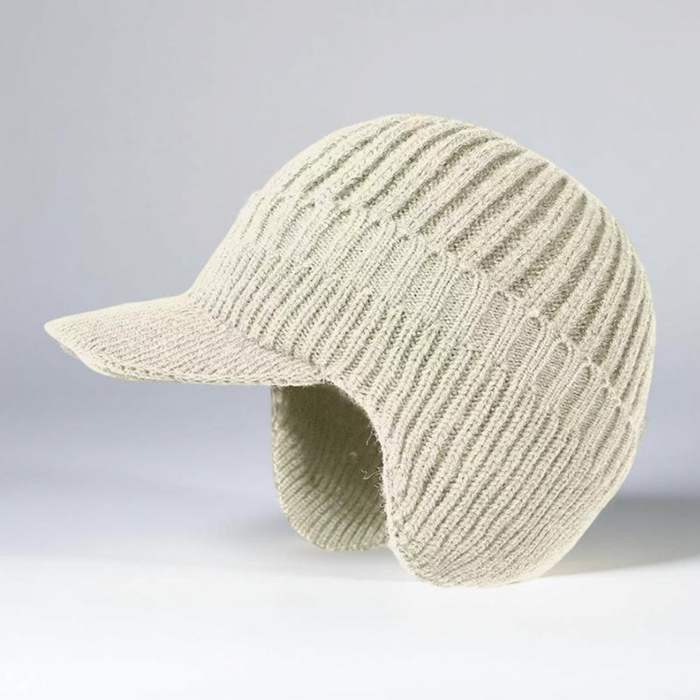 Cozy Winter Knit Beanie with Visor and Ear Flaps - Cold Weather Essential
