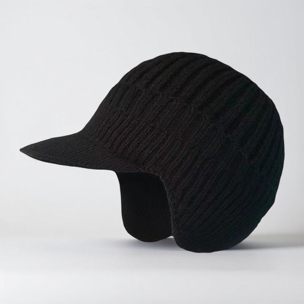 Cozy Winter Knit Beanie with Visor and Ear Flaps - Cold Weather Essential