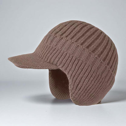 Cozy Winter Knit Beanie with Visor and Ear Flaps - Cold Weather Essential