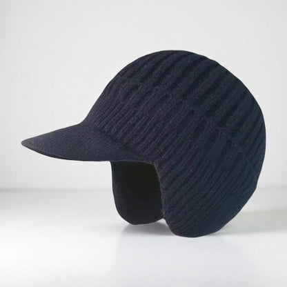 Cozy Winter Knit Beanie with Visor and Ear Flaps - Cold Weather Essential
