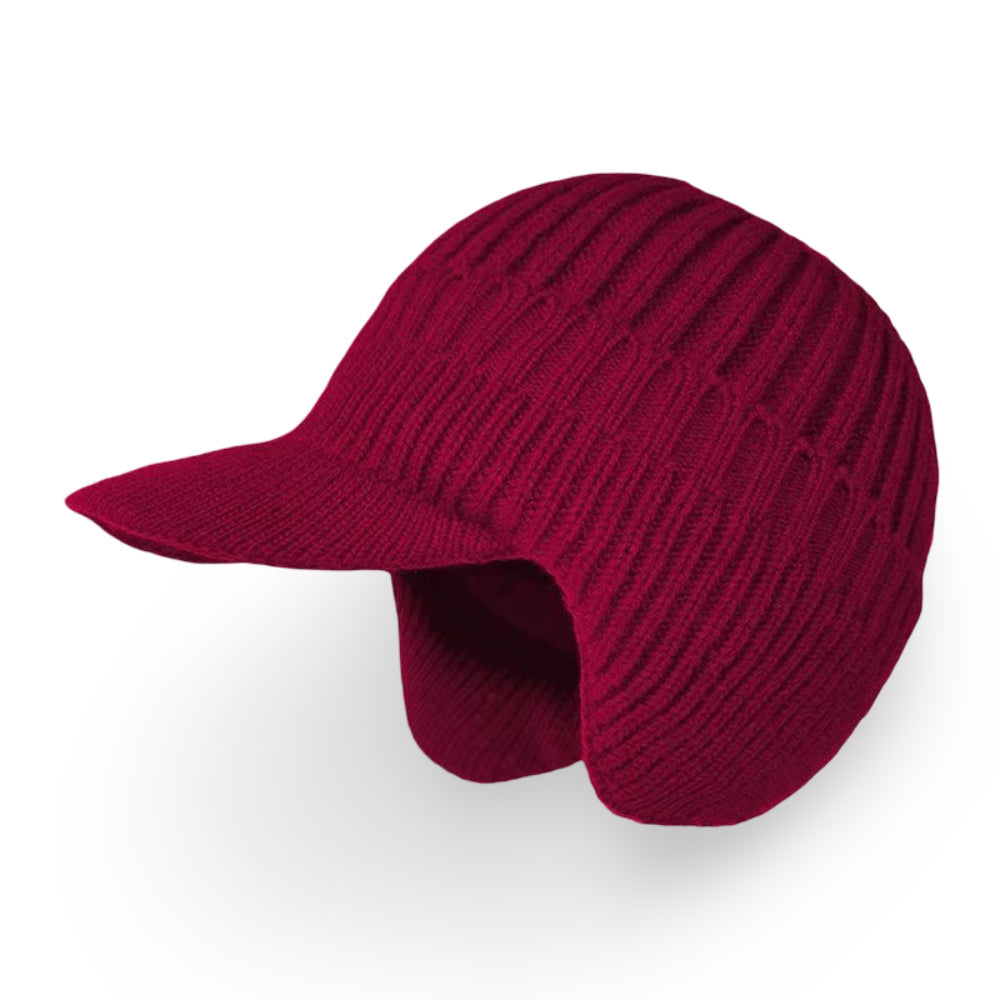 Cozy Winter Knit Beanie with Visor and Ear Flaps - Cold Weather Essential