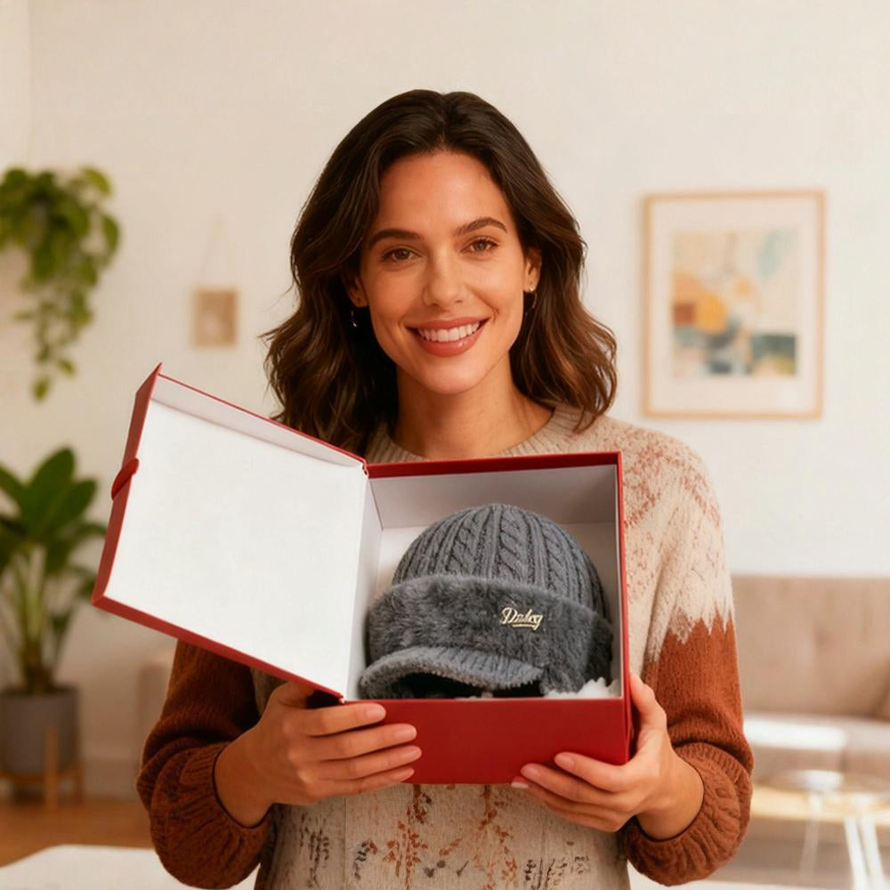 Cozy Trapper Winter Hat with Ear Flaps, Knit Cap and Visor