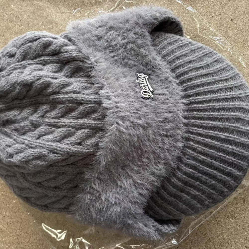 Cozy Trapper Winter Hat with Ear Flaps, Knit Cap and Visor