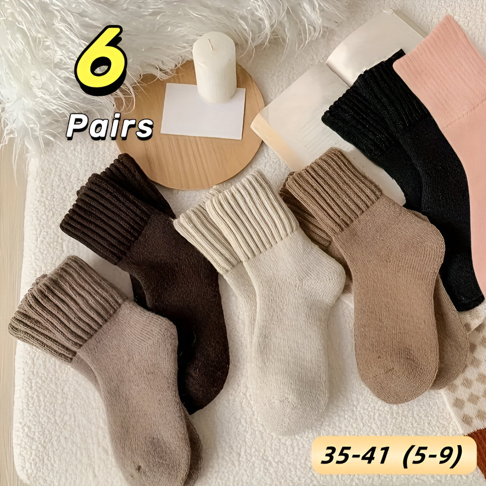 Cozy Winter Knit Socks Set – Solid Color, Casual Comfort for Fall