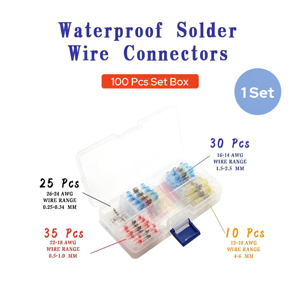 All-in-One Wire Connector Kit with Heat-Shrink Solder Sleeves - Electrical Assortment Set