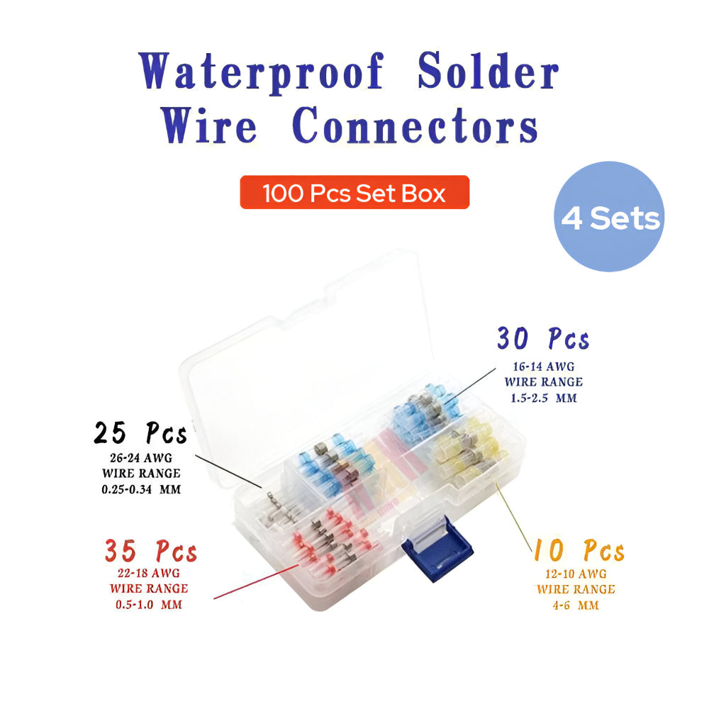 All-in-One Wire Connector Kit with Heat-Shrink Solder Sleeves - Electrical Assortment Set
