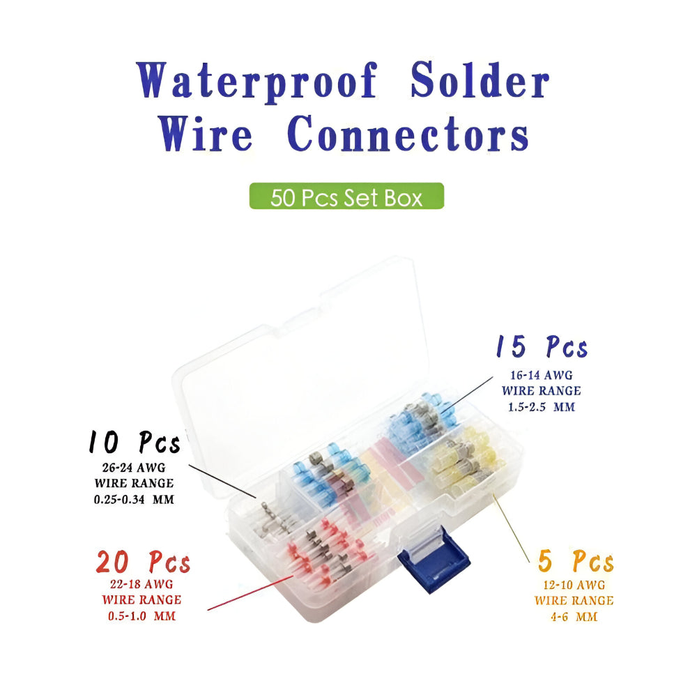 All-in-One Wire Connector Kit with Heat-Shrink Solder Sleeves - Electrical Assortment Set