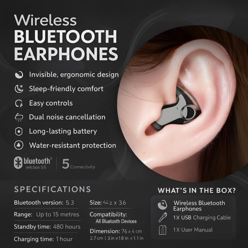 Bluetooth Noise-Cancelling Wireless Earbuds — In-Ear Headphones