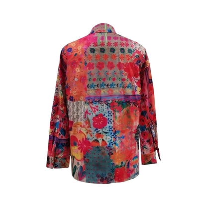Floral Print Women's Blouse - Long Sleeve Button-Front
