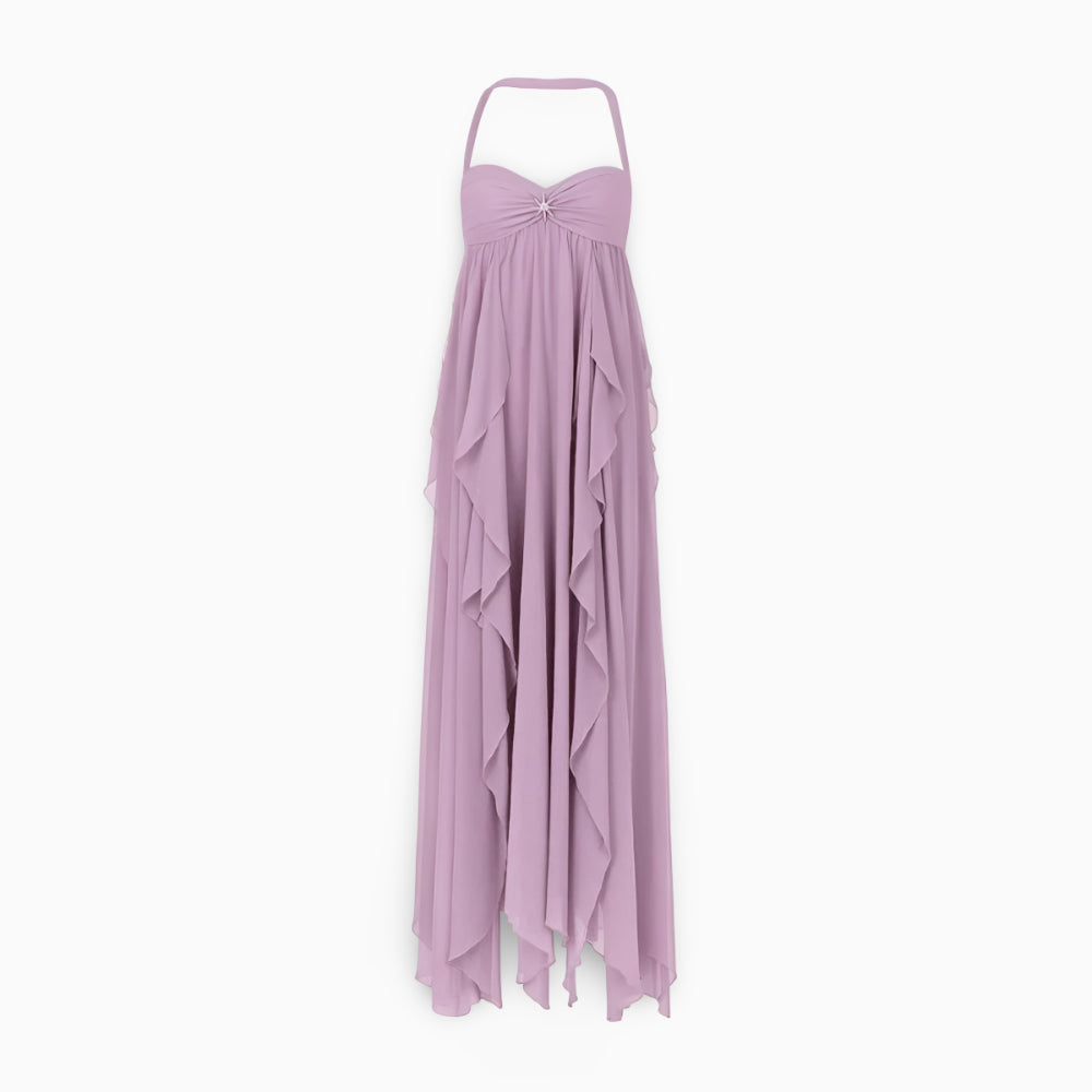 Elegant Women's Pleated Off-Shoulder Maxi Formal Gown