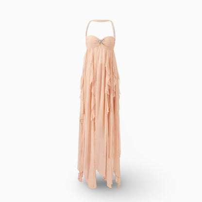 Elegant Women's Pleated Off-Shoulder Maxi Formal Gown