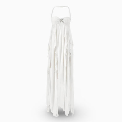 Elegant Women's Pleated Off-Shoulder Maxi Formal Gown