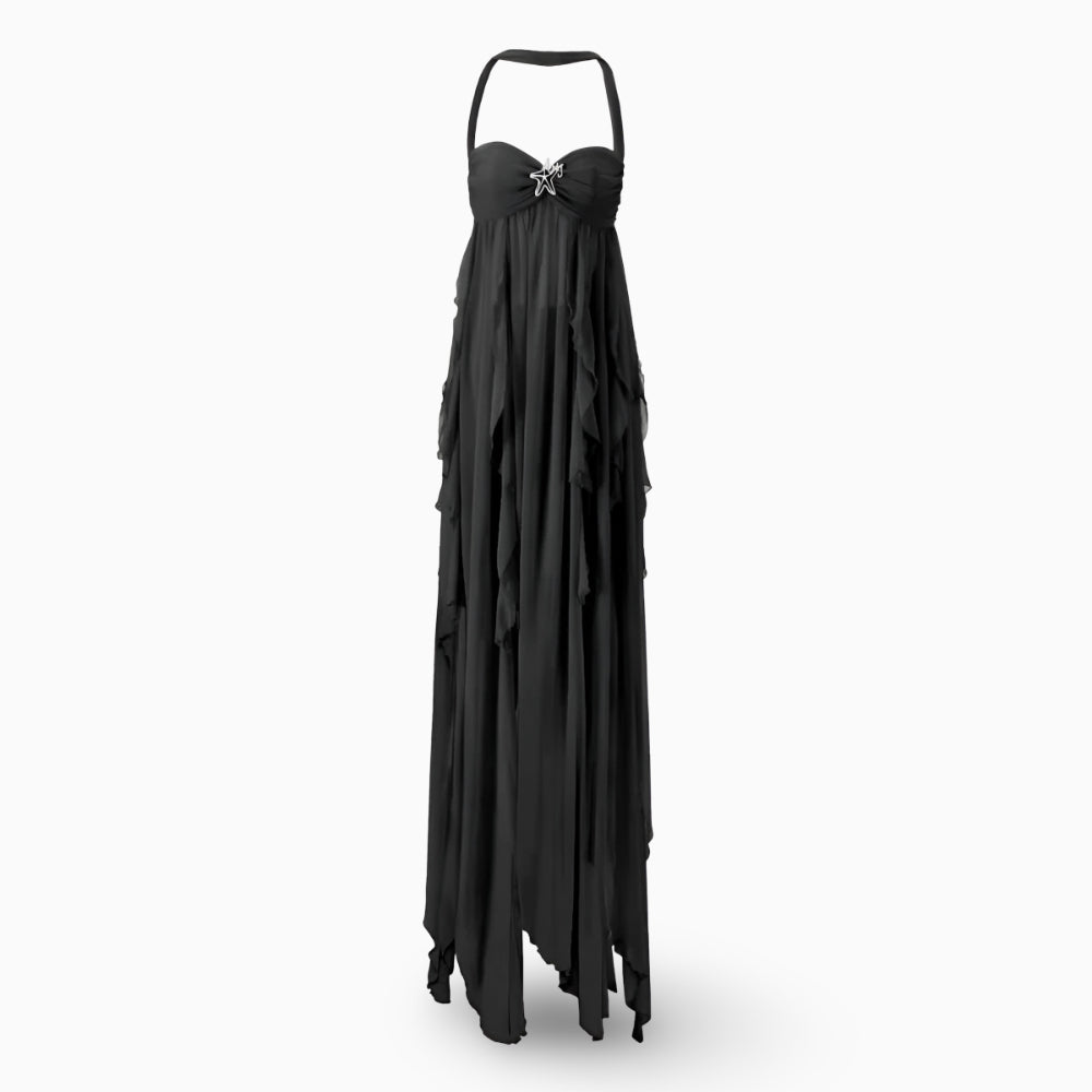 Elegant Women's Pleated Off-Shoulder Maxi Formal Gown