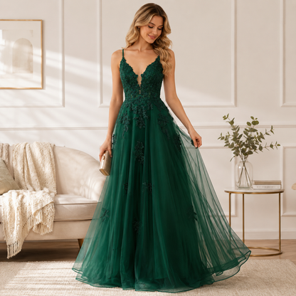Elegant Lace-Up Prom Dress for Women - Formal Evening Gown